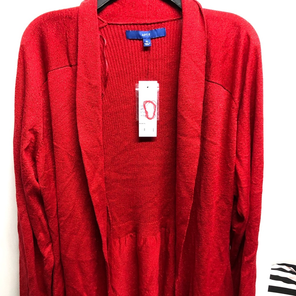 NWT Apt. 9 red sparkly cardigan sweater